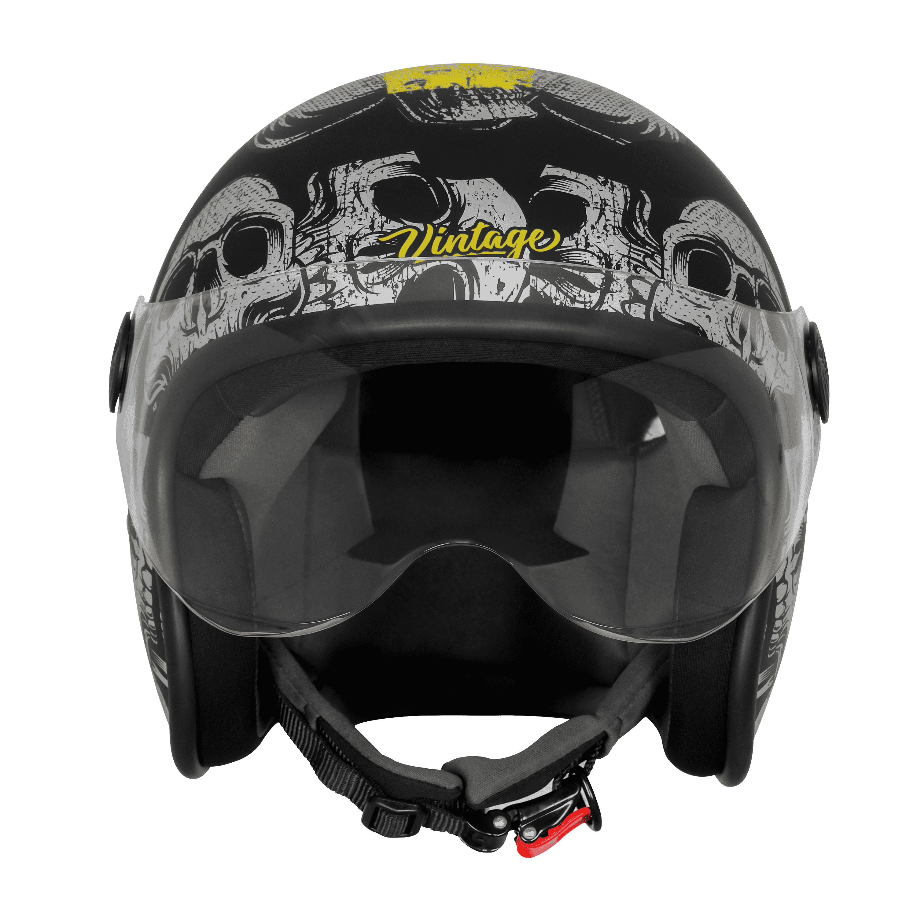 SBH-54 VINTAGE SKULL GLOSSY BLACK WITH NEON